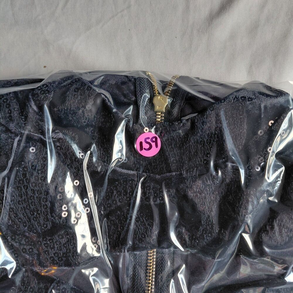 Y2K Whimsigoth Black Sequin Prom Dress L Bodycon Cutout Goth Glam Dark Feminine - Picture 14 of 15